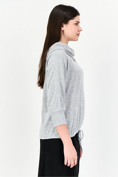 Adrienne Vittadini Women Turtle Neck Heather Sweater, Grey