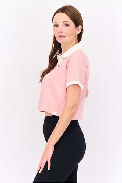 adidas Women Sportswear Fit Short Sleeve Outdoor Polo Shirt, Rose Gold