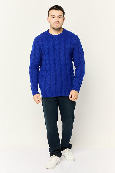 Esprit Men Ribbed Neck Knitted Sweater, Blue