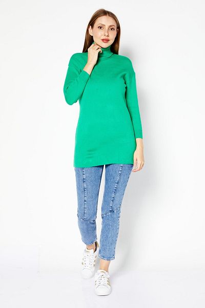 Don't Call Me Jennyfer Women Turtle Neck Ribbed Sweater, Green