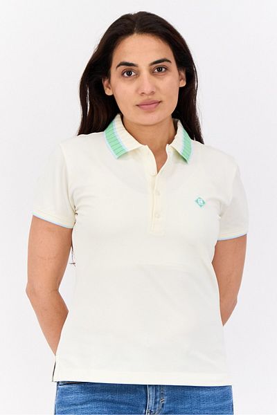 Esprit Women Spread Collar Polo Shirt, Cream