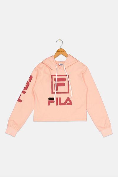 FILA Kids Girl Sportswear Fit Long Sleeves Hooded Sweatshirts, Peach