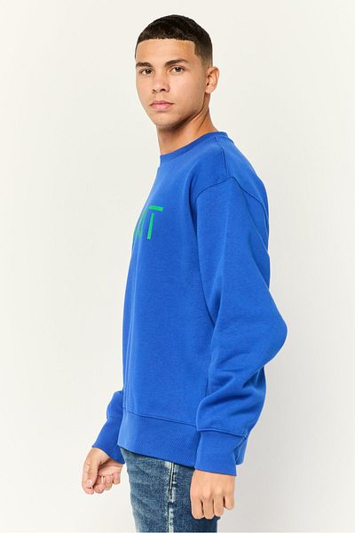 Esprit Men Crew Neck Long Sleeves Brand Logo Sweatshirts, Blue