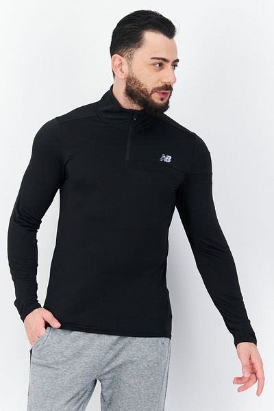 New Balance Men Sportswear Fit High Neck Long Sleeves Running Sweatshirt, Black