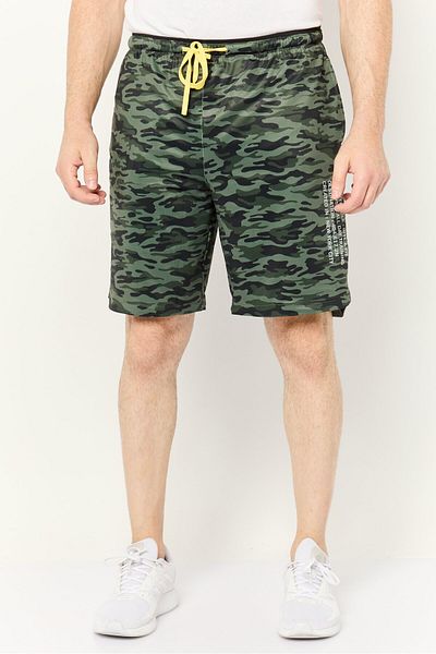 Kenneth Cole Men Drawstring All Over Print Basic Shorts, Olive