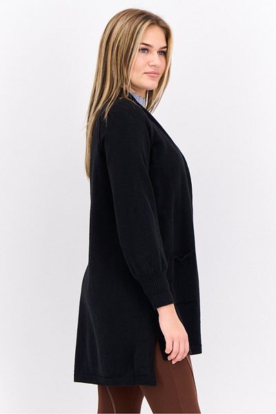 Nic+Zoe Women Split Neck Knitted Cardigan, Black