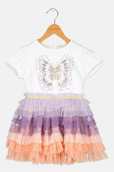 Miss Toddlers Girl Embroidered Dress, Multicolor