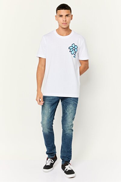 Esprit Men Crew Neck Short Sleeves Graphic Print T-Shirt, White