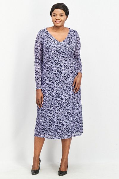 NA-KD Women Floral Print Overlap Midi Dress, Purple