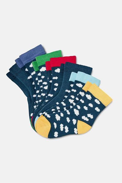 Tchibo Toddler Unisex 7 Pairs Printed Socks, Blue Combo