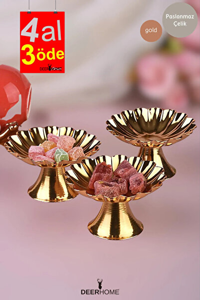 Passionis 6 Adet Gold Istiridye Ayaklı Sunumluk Lokumluk Kahve Yanı (DEERHOME)