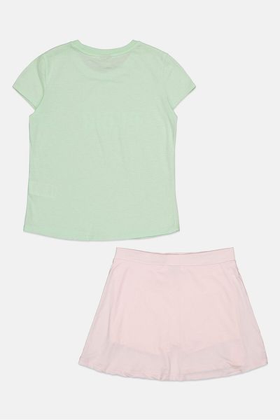 Puma Kid Girl 2 Pieces Graphic Print Top And Shorts, Pink/Green
