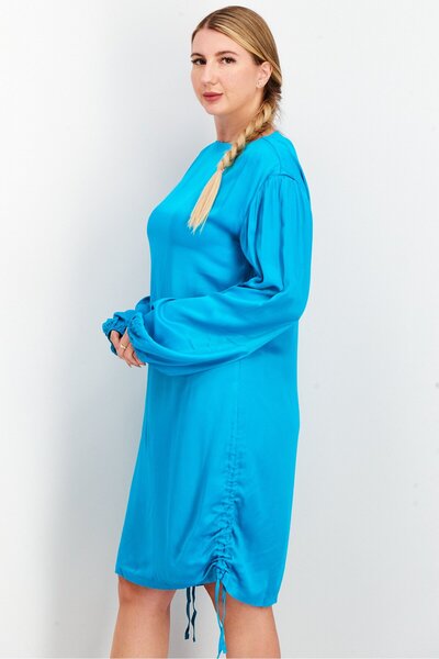 NA-KD Women Plain Drawstring Mini Dress, Turquoise