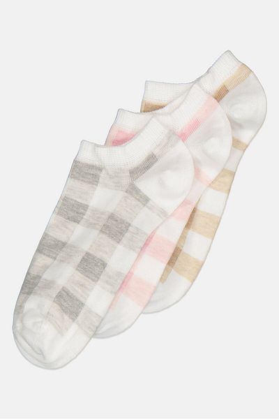 XOXO Women 3 Pair Checkered Ankle Socks, White