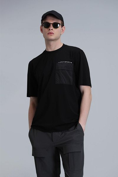 Lufian 111020209 Liam Modern Graphic T-shirt Ανδρικό T-shirt Μαύρο