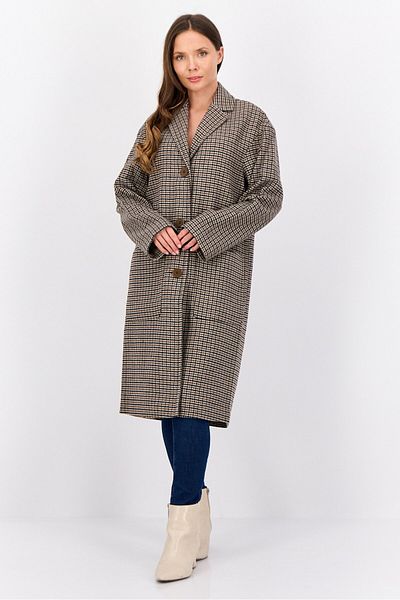 Esprit Women Houndstooth Print Trench Coat, Multicolour