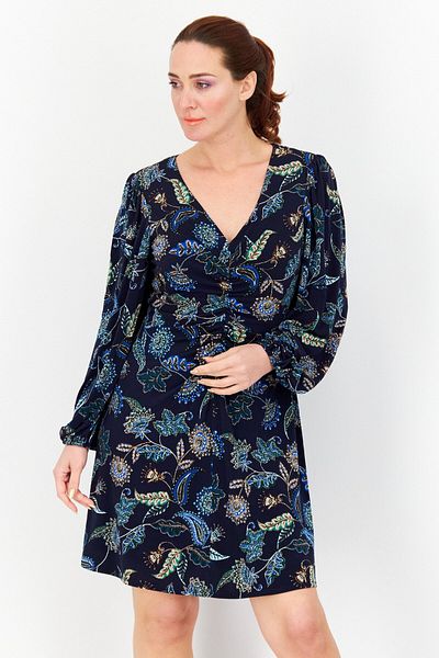 Vince Camuto Women All Over Print Mini Casual Dress, Navy Combo