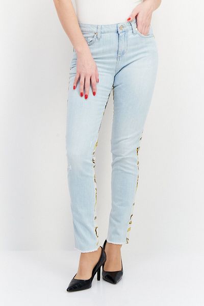 Liu Jo Women Skinny Fit Floral Print Non Stretchable Denim Jeans, Blue Combo