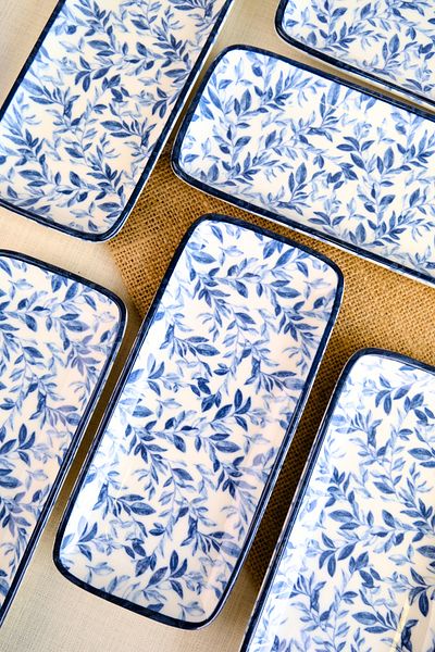 tabakevi Plate House Porcelain Blue Heaven Boat Plate 6 Pieces 22X10X1Cm