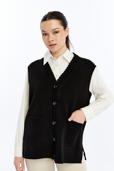 larocci Жіночий стандартний жилет з V-подібним коміром і кишенями