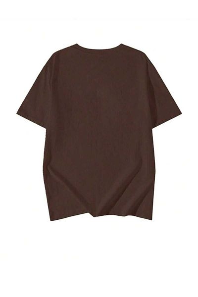 İpli Oversize T-Shirt Printed Brown Color