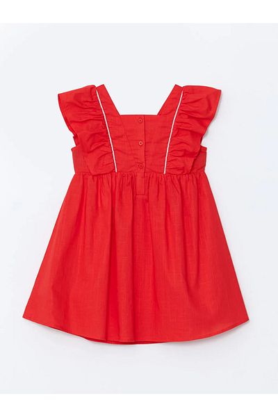 LC Waikiki Square Neck Linen Girl's Dress