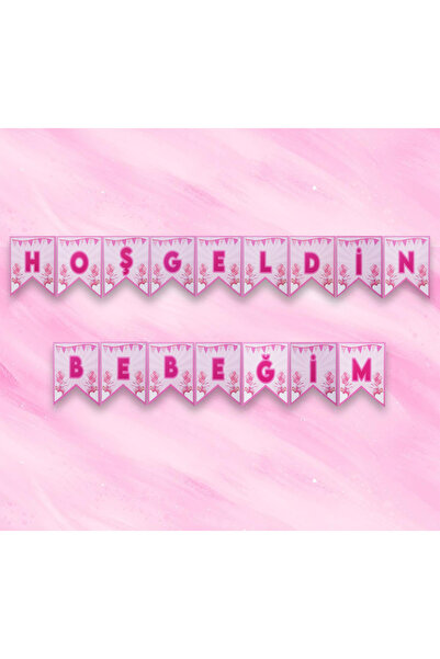 Partimarka Pembe Hoşgeldin Bebek Yazısı