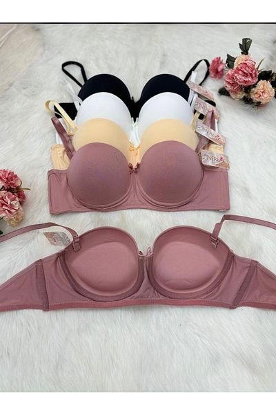 SATTENS 4 bucăți de 4 sutien de lux căptușit Push Up Micro fără bretele și șir plat