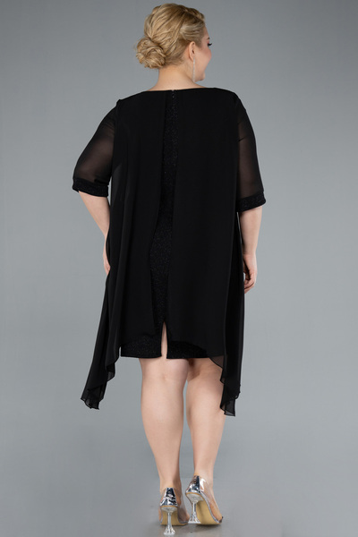 Efelif Short Sleeve Top Chiffon Midi Glitter Plus Size Evening Dress Abk39967