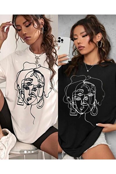 UNCİA OUTDOORS مجموعة من قطعتين تي شيرت نسائي أساسي برقبة دائرية باللونين الأ...