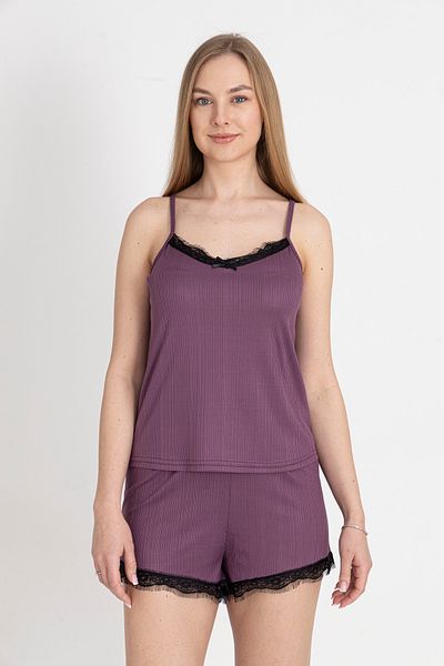 TURAY Wednesday Lilac Thin Strap Shorts Pajama Set