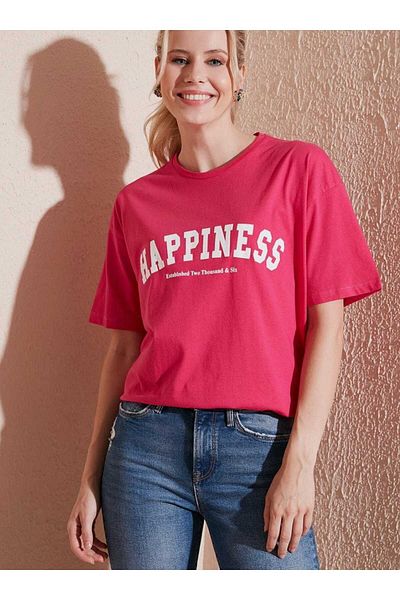 İpli Oversize T-Shirt Printed Red Color