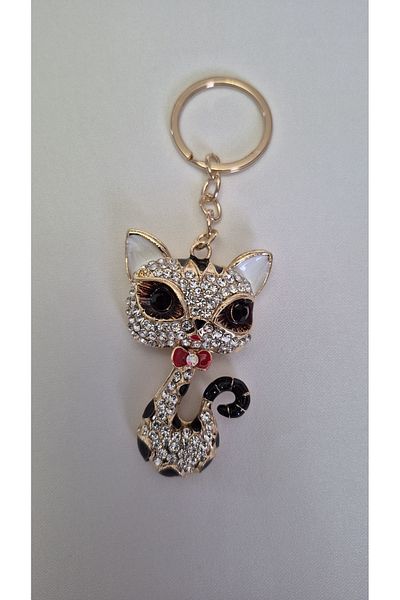 Land of Souvenir Zircon Stone Cat Keychain