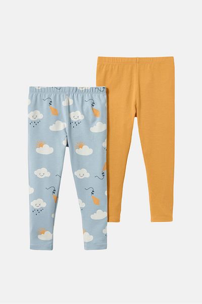 Tchibo Kids Girl 2 Pieces Allover Print Leggings, Light Blue