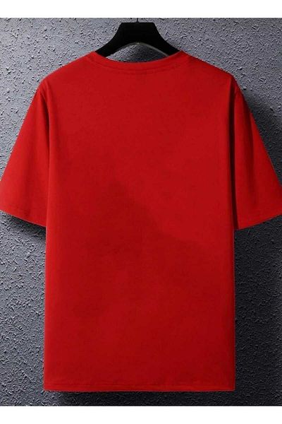 İpli Oversize T-Shirt Printed Red Color