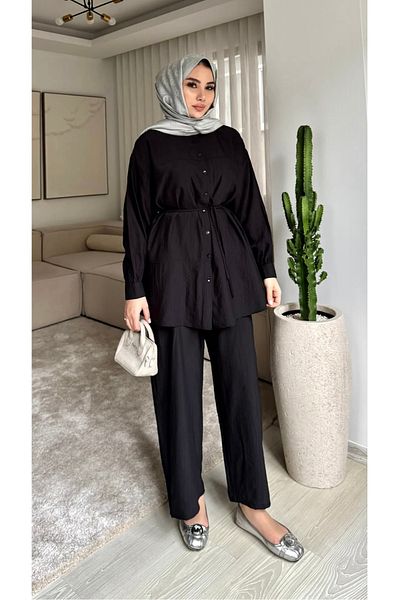 MODA Hijab Black Shirt Pants Suit