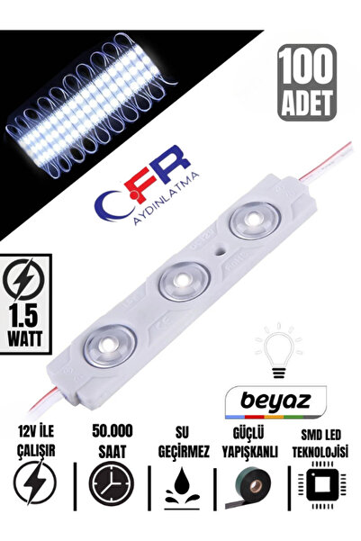 CFR 3 Ledli Parmak Led Modül 1.5w 2835 Smd Mercekli 12V led beyaz Renk 100-ADET
