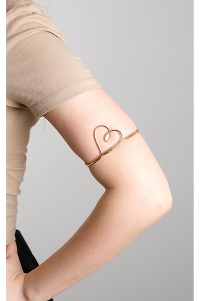 Jack Ferrero Natural Shaped Heart Adjustable Open Band Handmade Bracelet / Upper Arm