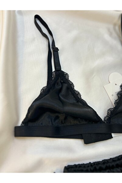 İlda Üstü Sütyen Şort Gecelik Takım Siyah