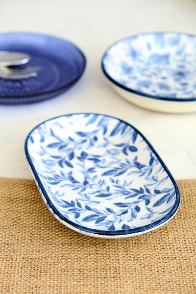 tabakevi Plate House Porcelain Blue Heaven Boat Plate Single 18X11X2Cm