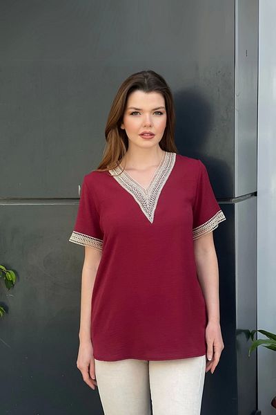 aytemas Laced Collar and Sleeve Blouse