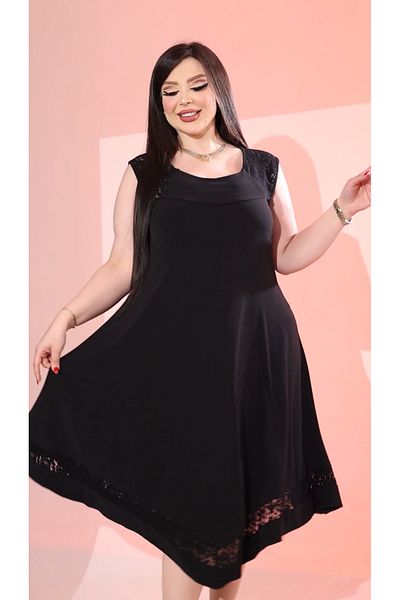 HÜLYA BUTİK Women's Large Size Thick Strap Lace Detailed Dress