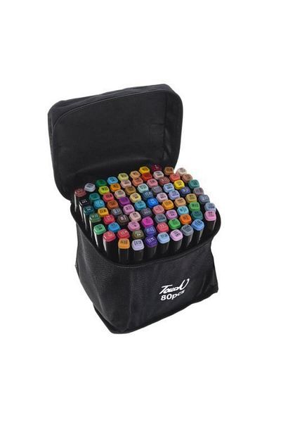 zola Set 80 de markere, Zola, 2 capete subtiri si groase, cu geanta de depozitare, multicolor