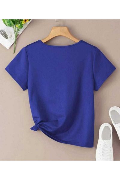 İpli Tricou oversize imprimat culoare albastră