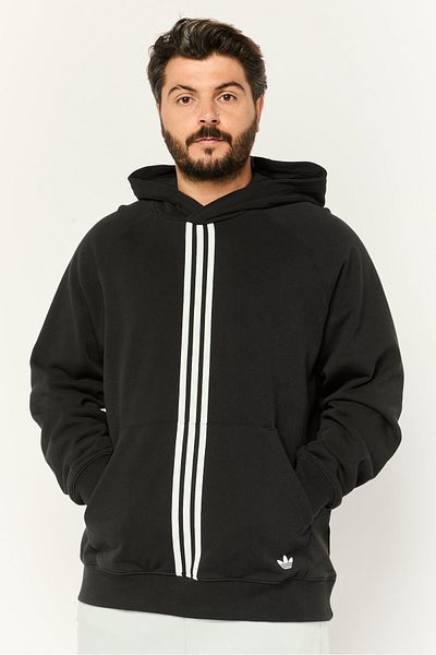 adidas Men Spotswear Fit Long Sleeve Outdoor Hooded Sweatshirt, Black/white