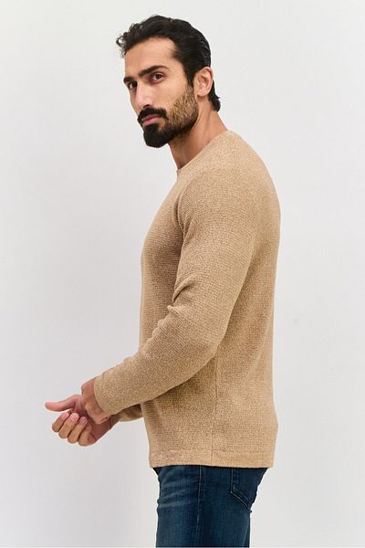 Selected Homme Men Crew Neck Long Sleeve Knitted Sweater, Dark Beige