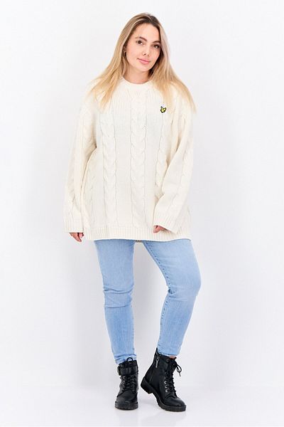 Lyle & Scott Women Crew Neck Long Sleeve Knitted Sweater, Off White
