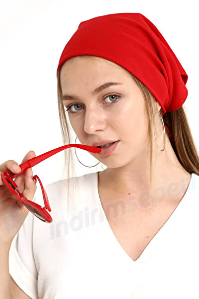 indirimsepeti Yaza Özel Desensiz Kırmızı Pamuklu Bandana Fular Saç Toplama & ...