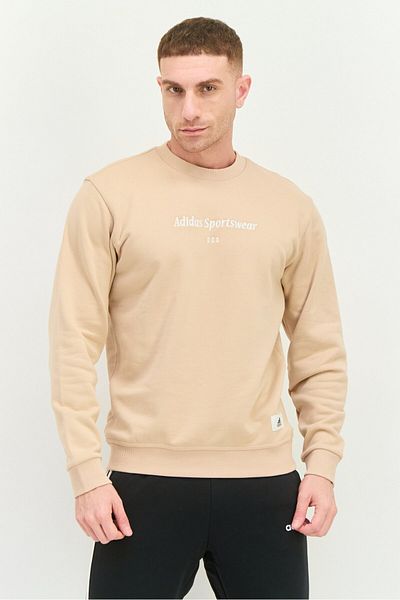 adidas Men Sportswear Fit Long Sleeve Outdoor Sweatshirt, Beige