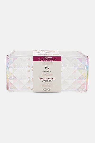 DIAMOND HOME أدراج تخزين متعددة الأغراض بثلاث طبقات، شفافة